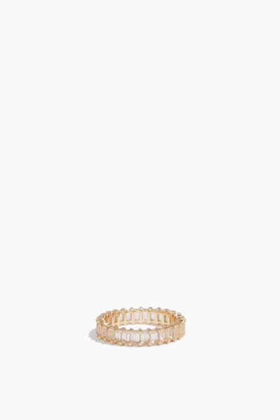 White Topaz Baguette Eternity Band in 14k Yellow Gold