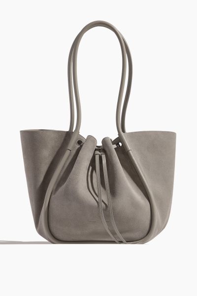 Large Ruched Tote in Grey