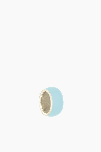 Wide Sky Blue Enamel Bead