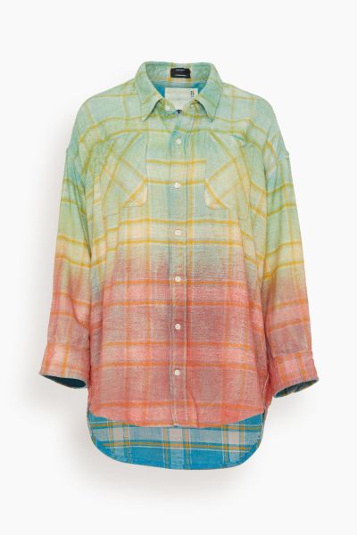 Drop Neck Workshirt in Pastel Plaid