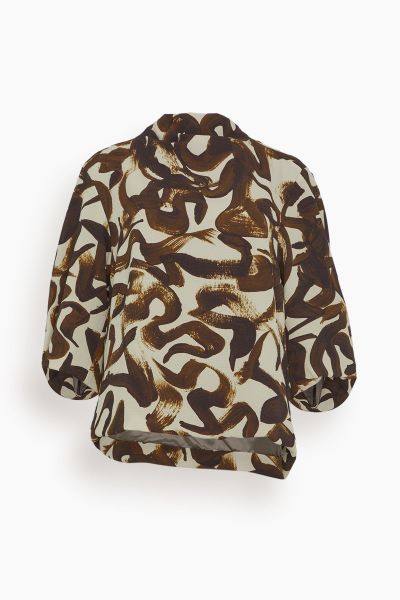 Clari Printed Shirt in Brown