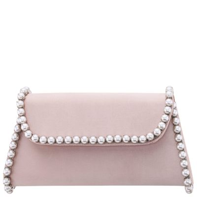 Trysta-pearl Rose Pearl Trim Trapezoid Flap Bag