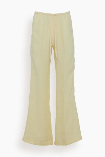 Chic Linen Herringbone Elasticated Pant in Luce