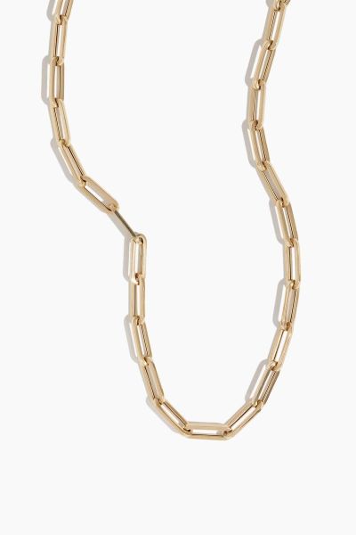 18 Bold Link Paper Clip Chain Necklace in 14k Yellow Gold”