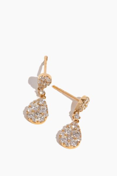 Full Cut Diamond Teardrop Earring in Yellow Gold