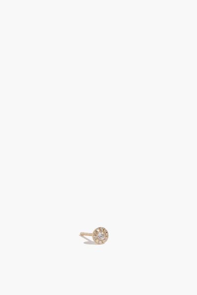 Diamond Halo Single Stud in 14k Yellow Gold