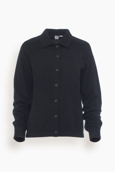 Raglan Sleeve Cashmere Shirt in Black