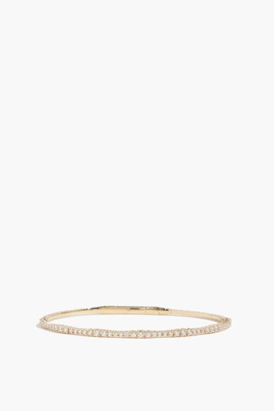 Wavy Diamond Flexible Bangle in 14k Yellow Gold