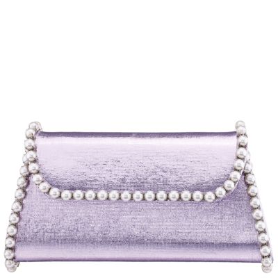 Cora-royal Lilac Pearl Trim Trapezoid Flap Bag