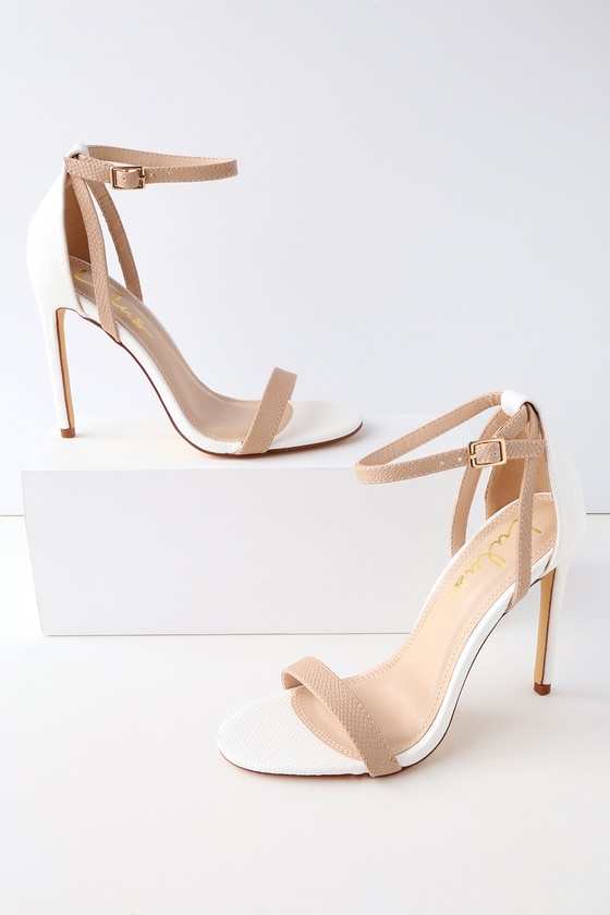 Sila White and Nude Snake Ankle Strap 