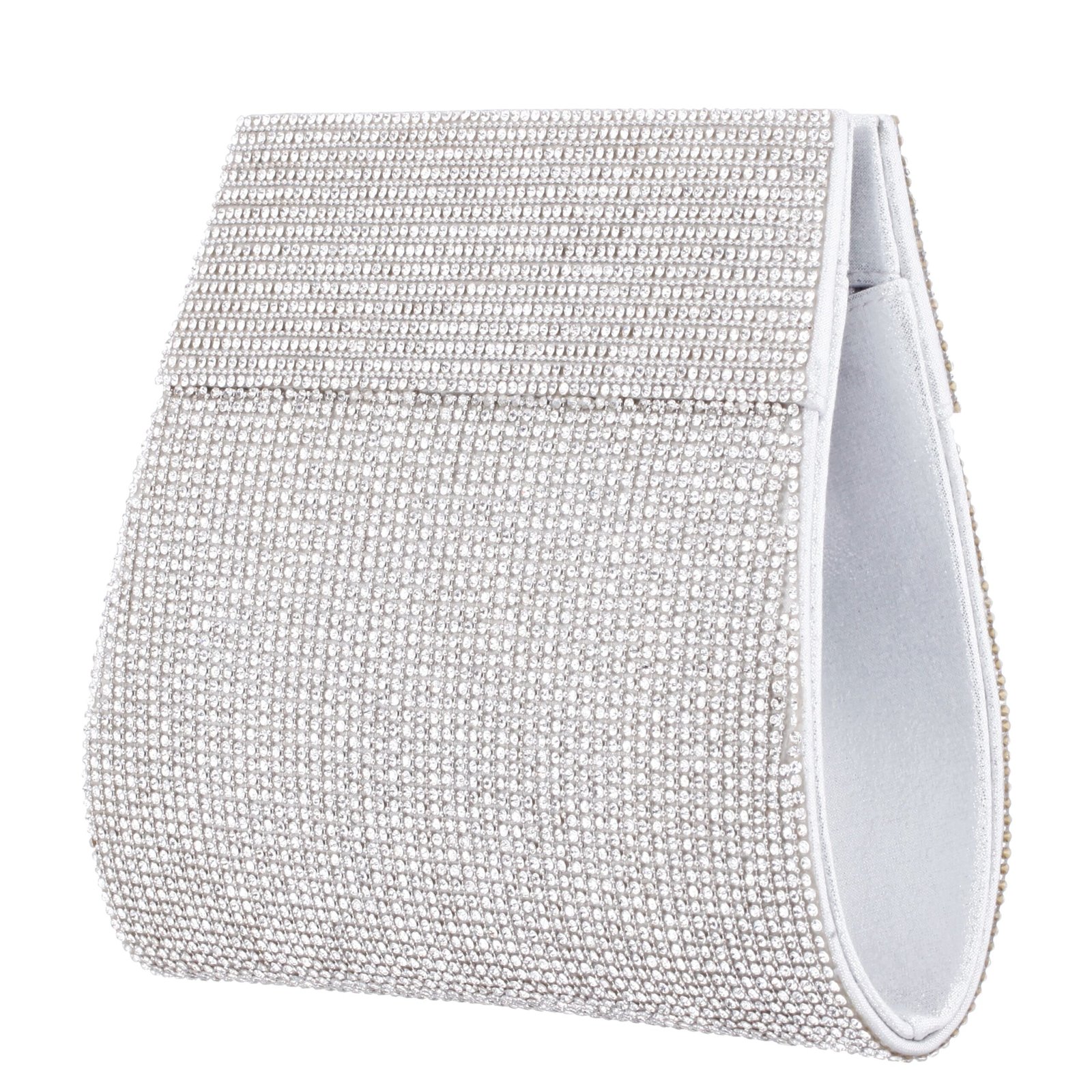 Nina Shoes Abbott Silver Crystal Trapezoid Clutch
