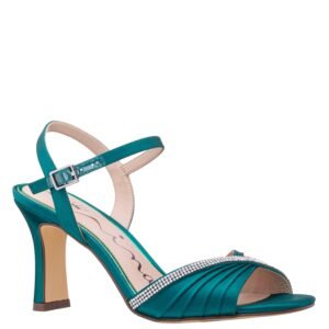 Nina Shoes Agnes Spruce Satin High-Heel Evening Sandal