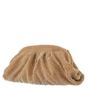 Nina Shoes Alexia Gold Crystal Mesh Soft Clutch