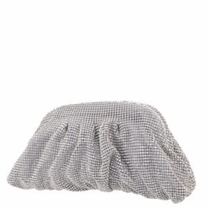 Nina Shoes Alexia Silver Crystal Mesh Soft Clutch