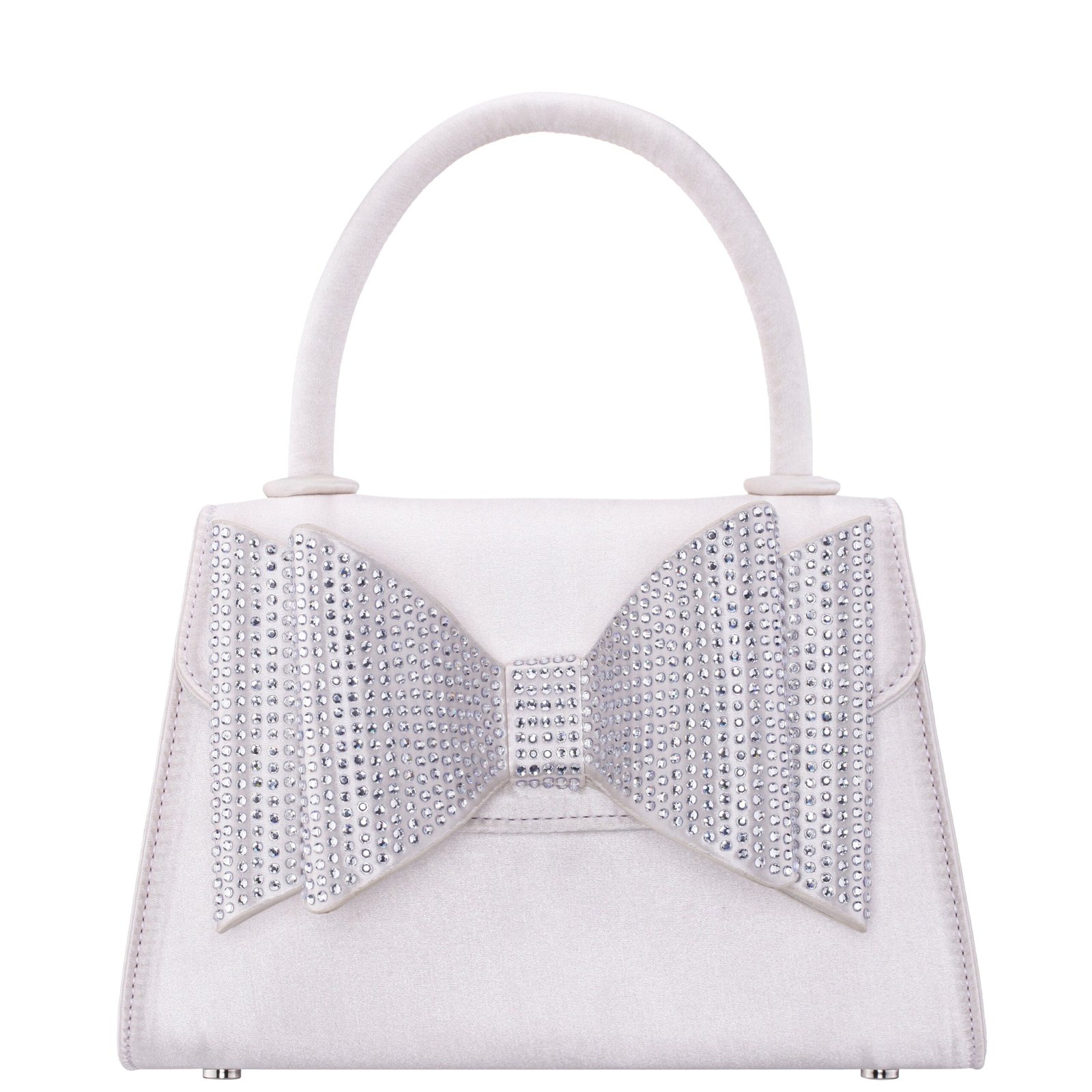 Nina Shoes Alila Ivory Satin/Glass Crystal Satchel Bag