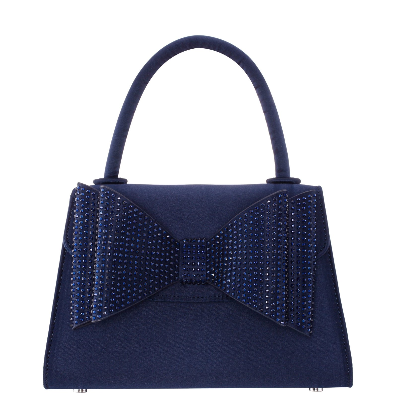 Nina Shoes Alila Navy Satin/Glass Crystal Satchel Bag