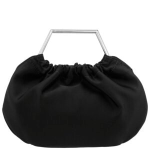 Nina Shoes Allison Women's Black Metal Handle Satin Pouch Bag