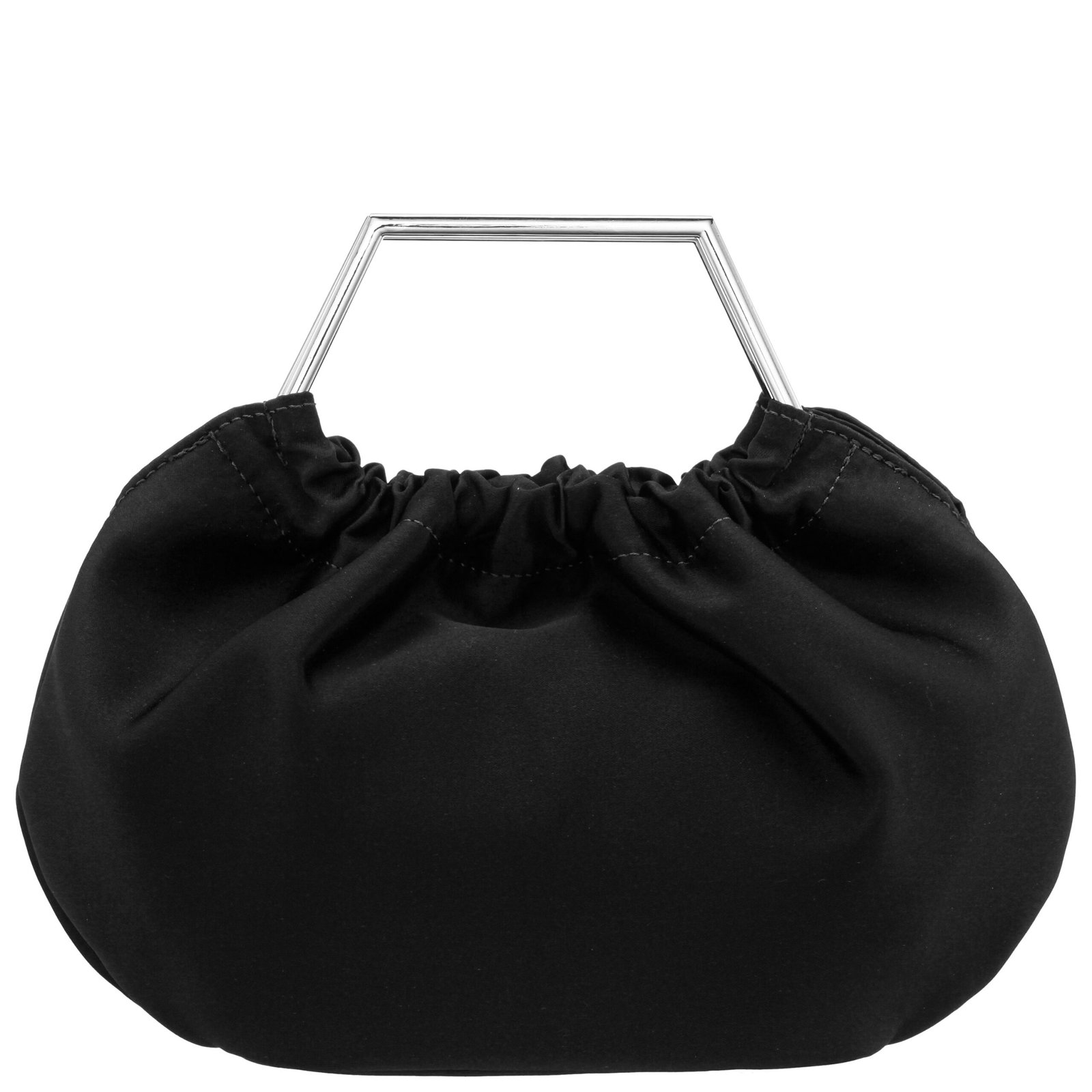 Nina Shoes Allison Women's Black Metal Handle Satin Pouch Bag