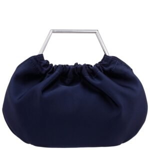 Nina Shoes Allison Women's Navy Metal Handle Satin Pouch Bag