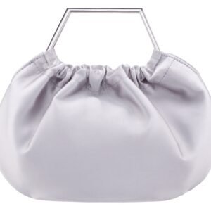 Nina Shoes Allison Women's Silver Metal Handle Satin Pouch Bag