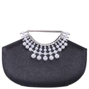 Nina Shoes Alyssa Black Textured Metallic PU Handle Bag