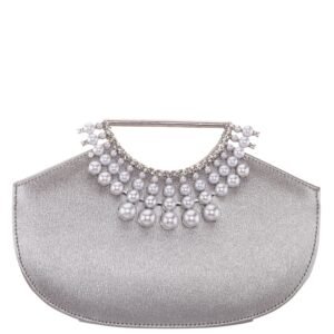 Nina Shoes Alyssa Silver Textured Metallic PU Handle Bag