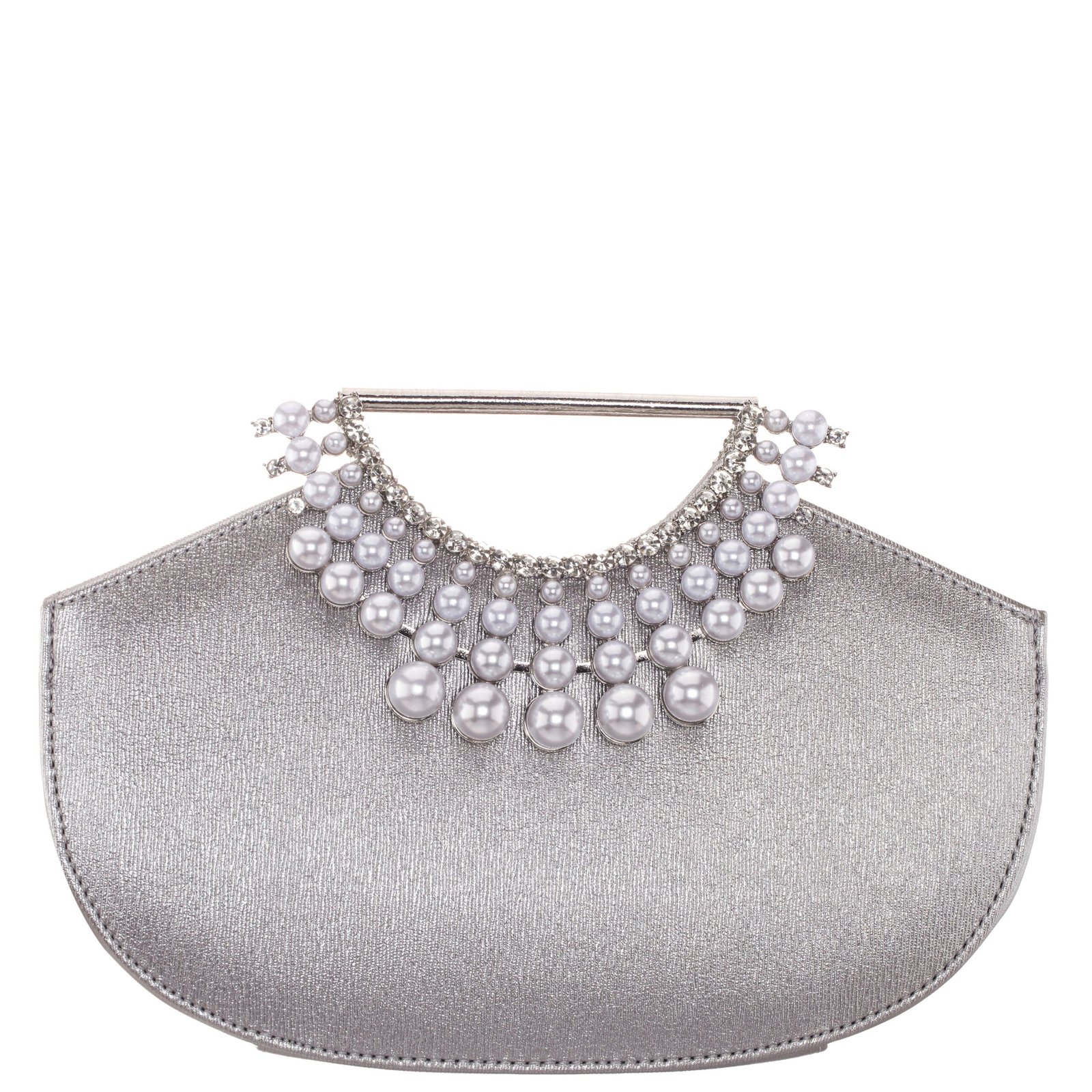 Nina Shoes Alyssa Silver Textured Metallic PU Handle Bag