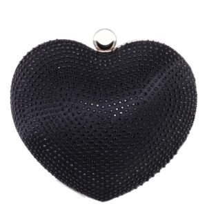 Nina Shoes Amorie Black Crystal Heart-Shaped Minaudiere