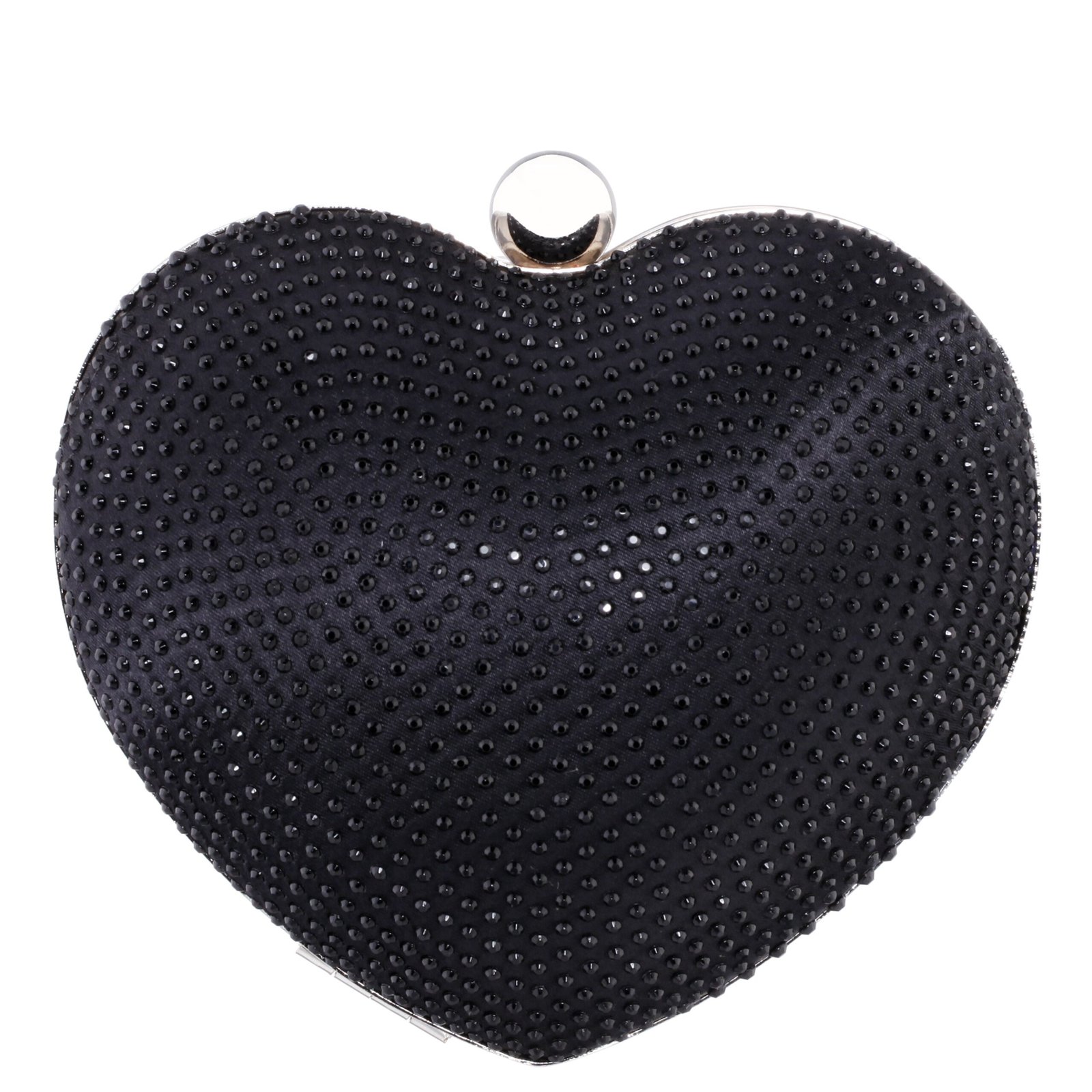 Nina Shoes Amorie Black Crystal Heart-Shaped Minaudiere