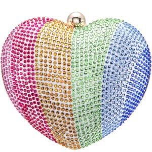 Nina Shoes Amorie Rainbow Crystal Heart-Shaped Minaudiere