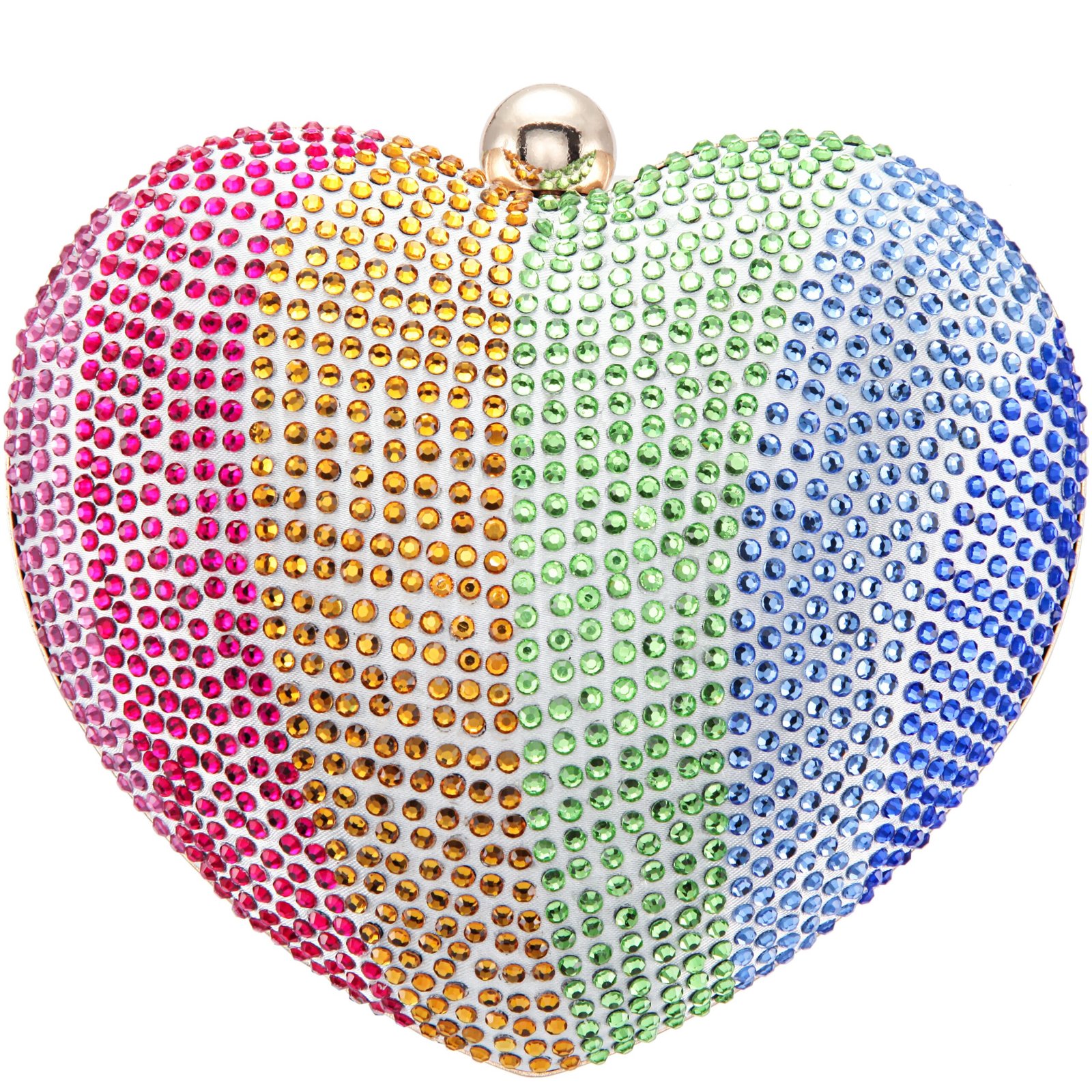 Nina Shoes Amorie Rainbow Crystal Heart-Shaped Minaudiere