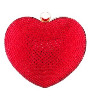 Nina Shoes Amorie Red Rouge Crystal Heart-Shaped Minaudiere