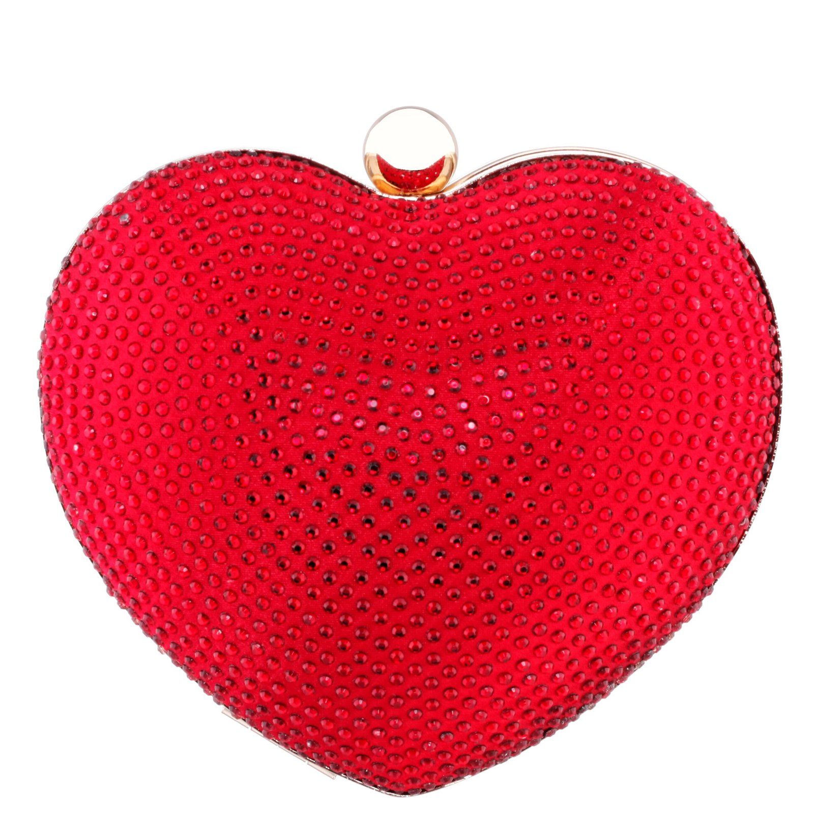 Nina Shoes Amorie Red Rouge Crystal Heart-Shaped Minaudiere
