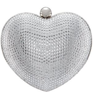 Nina Shoes Amorie Silver Crystal Heart-Shaped Minaudiere