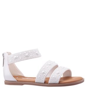Nina Shoes Girls Analeigh White Flat Sandal