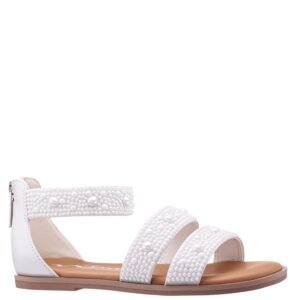Nina Shoes Girls Analeigh White Flat Sandal