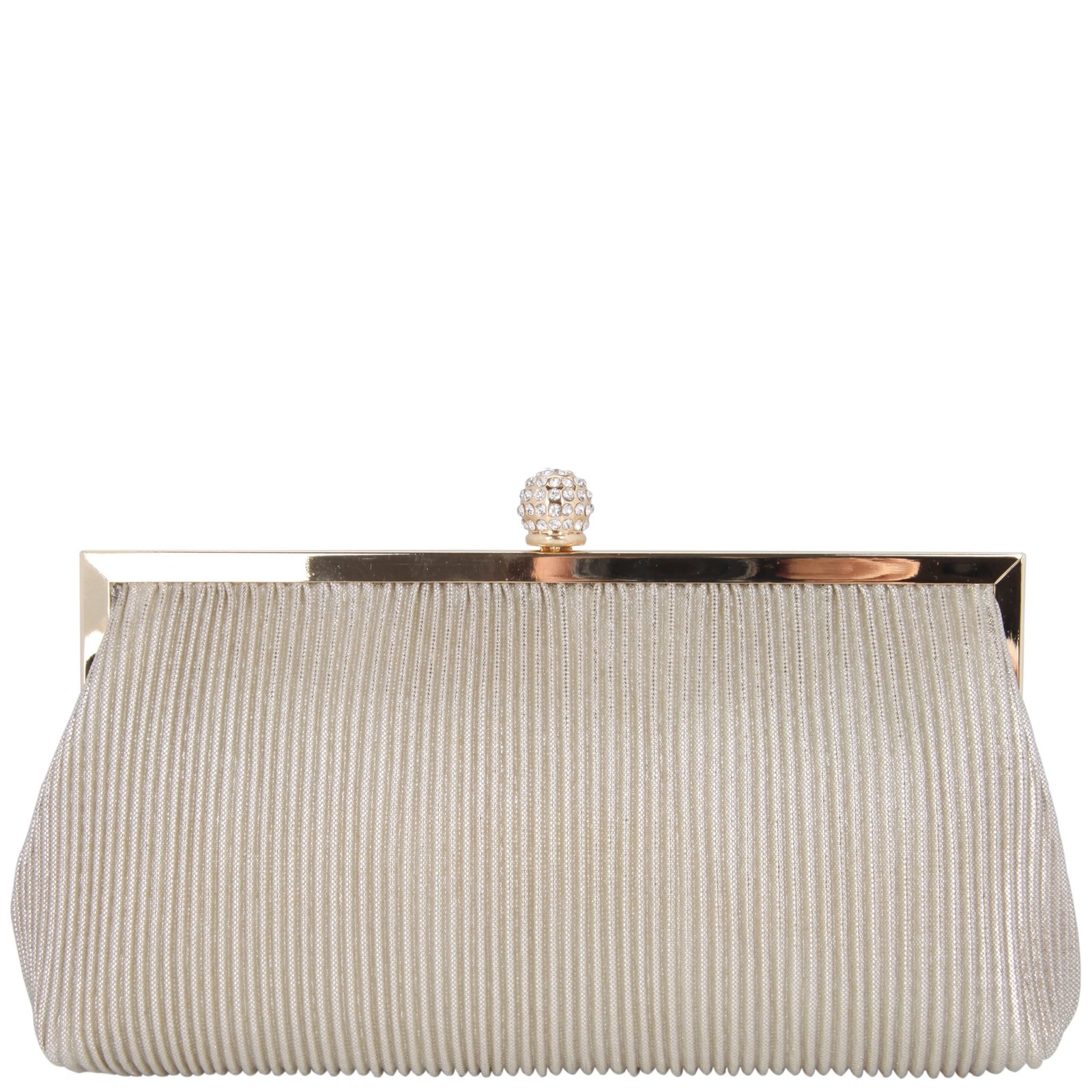 Nina Shoes Aneka Champagne Shine Pleated Frame Clutch