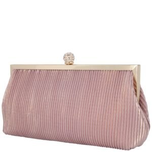 Nina Shoes Aneka Rose Gold Shine Pleated Frame Clutch