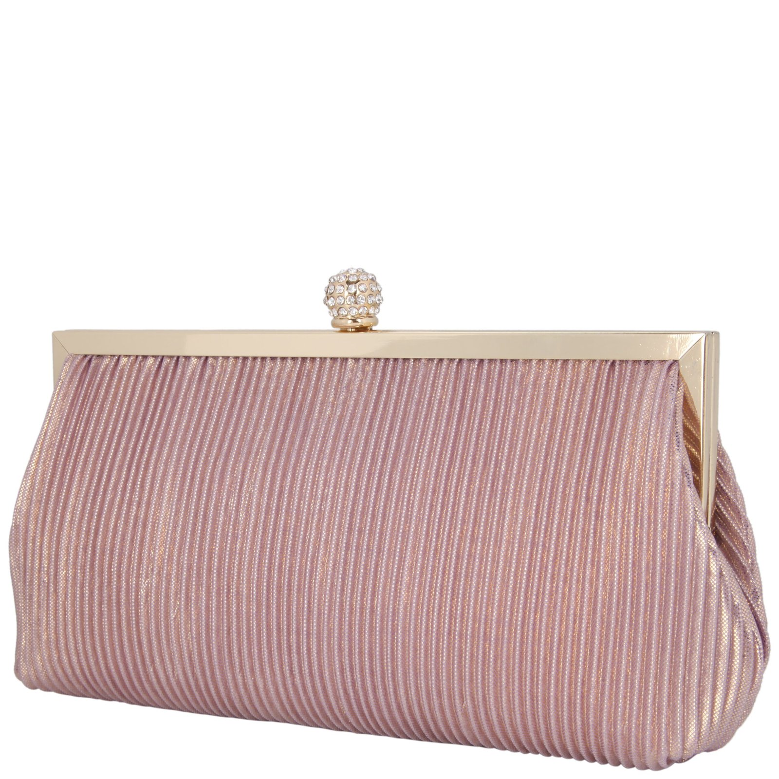 Nina Shoes Aneka Rose Gold Shine Pleated Frame Clutch
