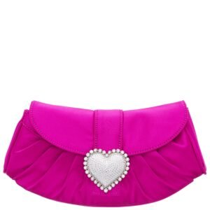 Nina Shoes Apolina Parfait Pink Crystal Heart Adorned Clutch