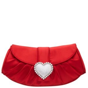 Nina Shoes Apolina Red Rouge Crystal Heart Adorned Clutch