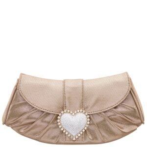 Nina Shoes Apolina Taupe Crystal Heart Adorned Clutch