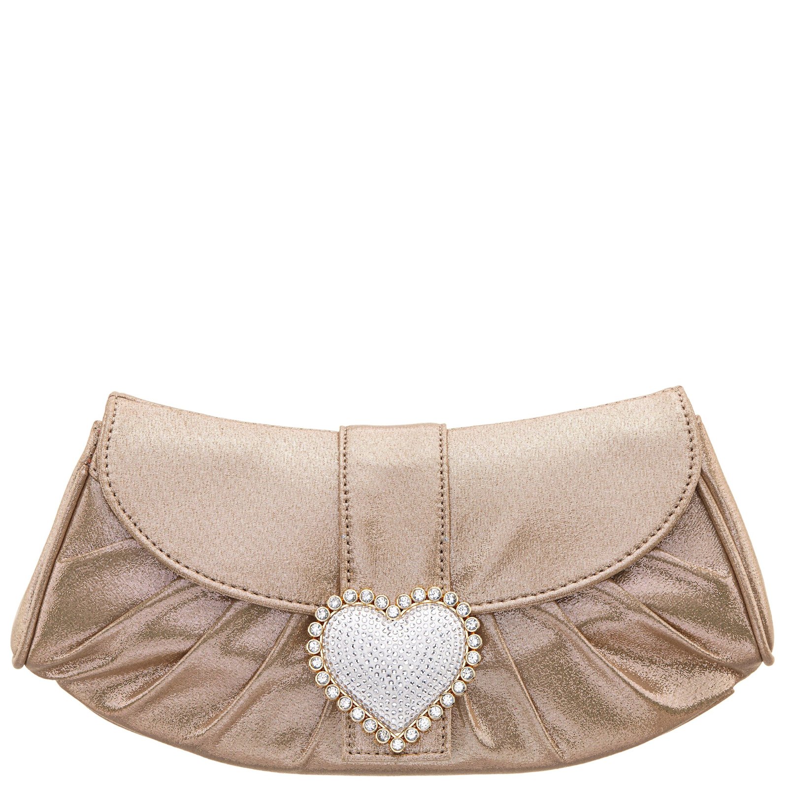Nina Shoes Apolina Taupe Crystal Heart Adorned Clutch