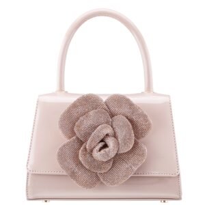 Nina Shoes Aubrey Pearl Rose Patent PU/Glass Crystal Handle Satchel