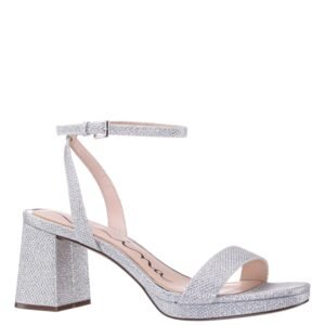 Nina Shoes Bergen Silver Ankle Strap Mid-Heel Platform Sandals