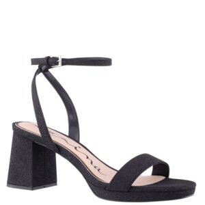 Nina Shoes Bergen Black Ankle Strap Mid-Heel Platform Sandals