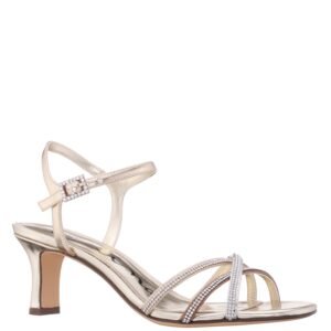 Nina Shoes Women's Beth Platino/Silver Metallic Foil Multi Mid-Heel Sandal|