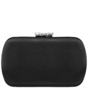 Nina Shoes Betzy Black Satin Minaudiere With Chunky Crystal Clasp