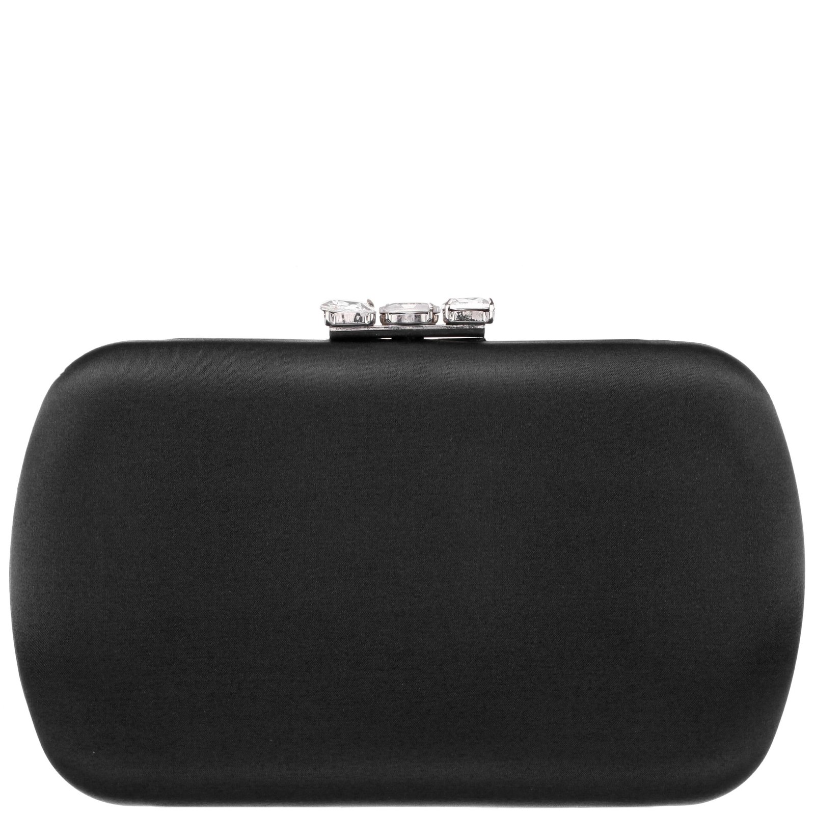 Nina Shoes Betzy Black Satin Minaudiere With Chunky Crystal Clasp