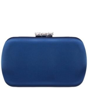 Nina Shoes Betzy New Navy Satin Minaudiere With Chunky Crystal Clasp